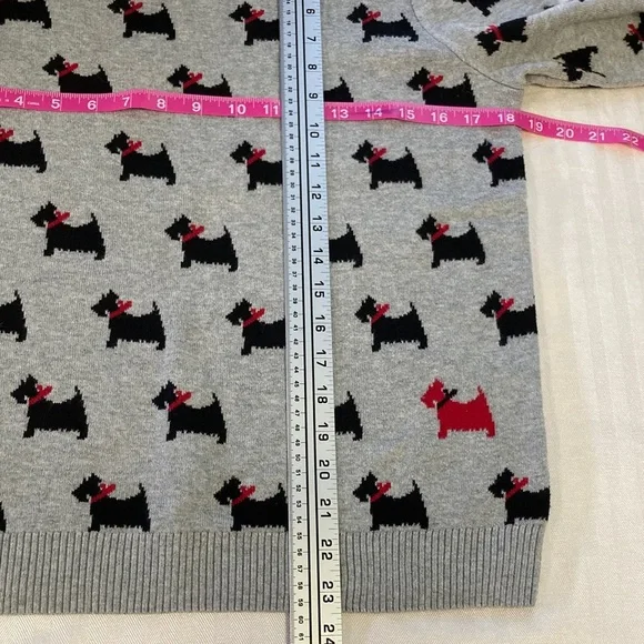 Charter Club PETITE Gray Sweater with Black Scottie Dog Pattern - Picture 5 of 9